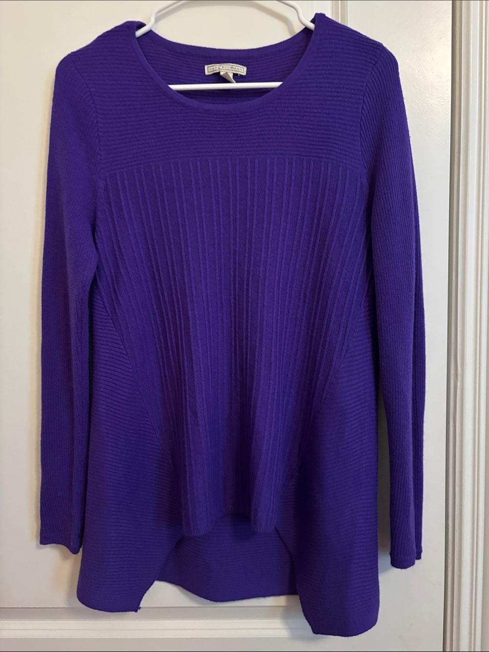 Dana Buchman Purple Ribbed Scoop-Neck Knit Sweater